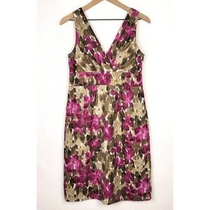 Axcess Liz Claiborne Floral V-Neck Sheath Dress Size M Lined Sleeveless
